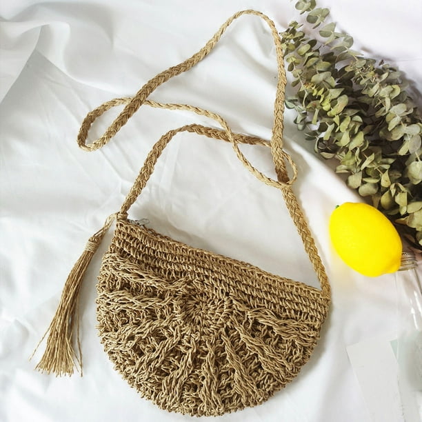 Lady Crochet Crossbody Bag Handbag Boho Ethnic Fringe Tassel Vintage Summer Cute